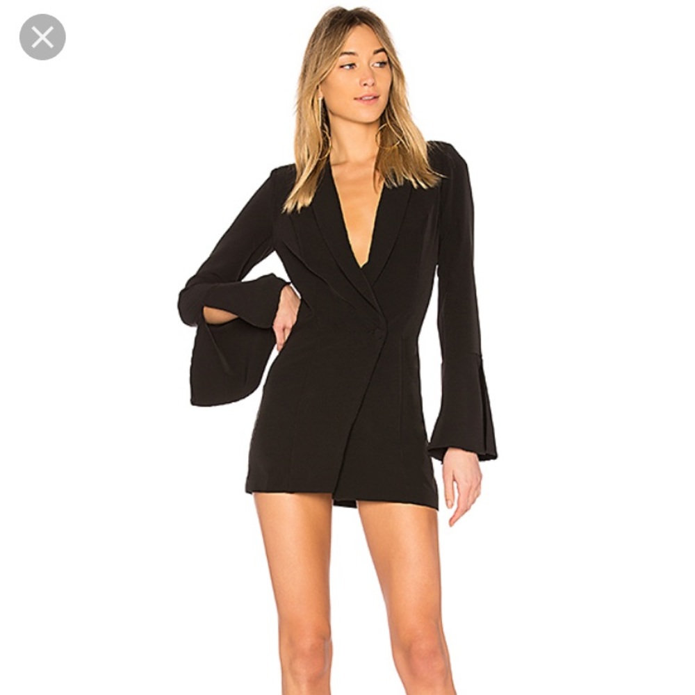 NWT NBD como la flor black suit dress S